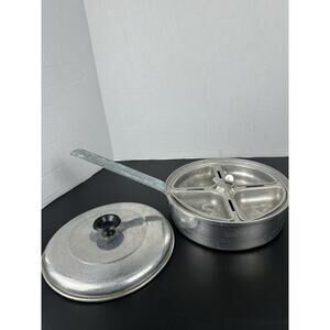 Vintage Comet Aluminum Egg Poaching Pan With Lid And 4 Divider Tray Made In USA